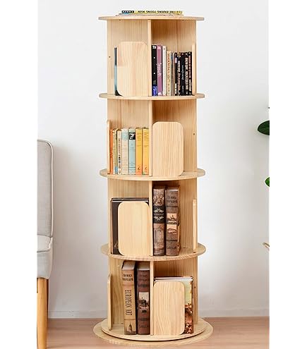 Amazon｜回転式本棚 直径46cm 本棚 大容量 スリム 絵本棚 漫画 収納